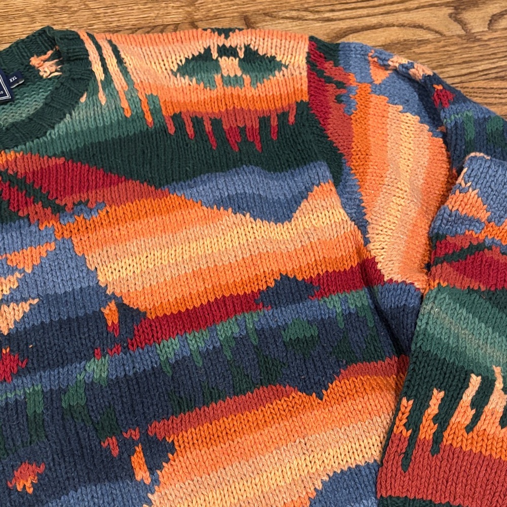 Hand knit Polo by Ralph Lauren Men's Multicolor Southwestern Crewneck Sweater - Picture 7 of 10